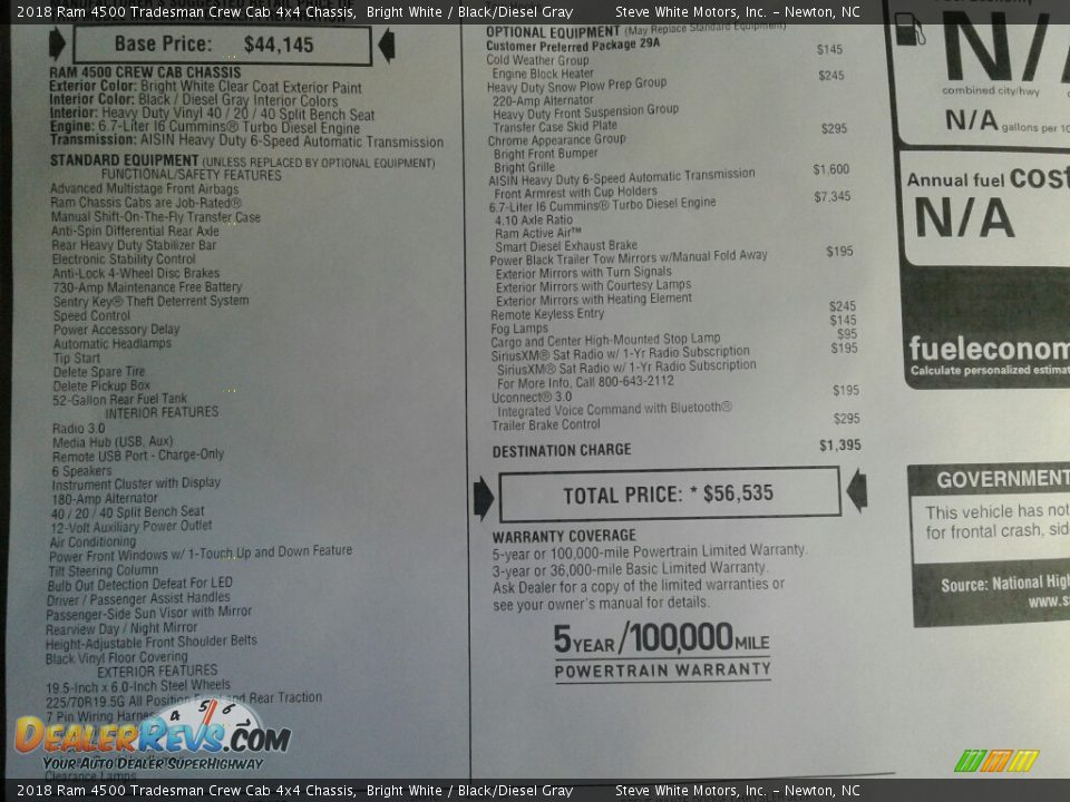 2018 Ram 4500 Tradesman Crew Cab 4x4 Chassis Bright White / Black/Diesel Gray Photo #25