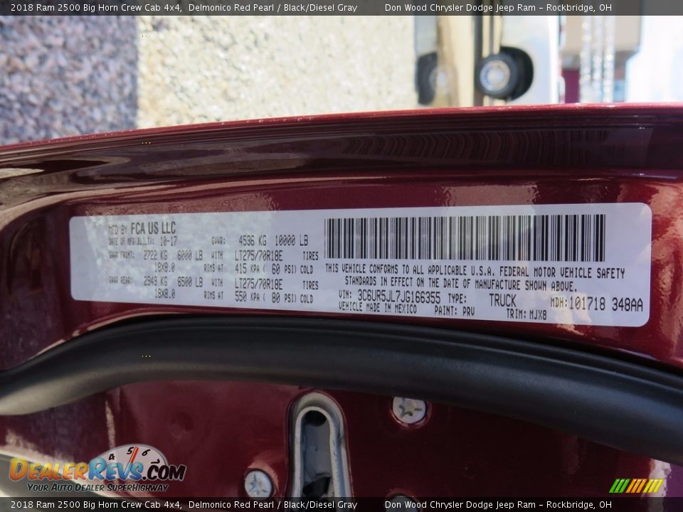 2018 Ram 2500 Big Horn Crew Cab 4x4 Delmonico Red Pearl / Black/Diesel Gray Photo #25