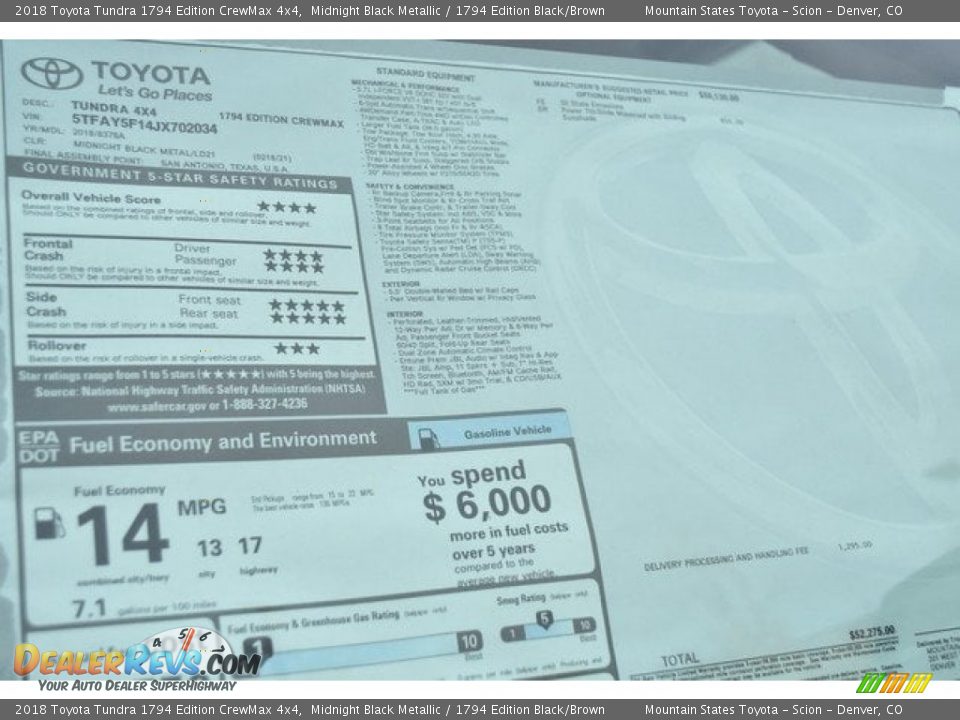 2018 Toyota Tundra 1794 Edition CrewMax 4x4 Midnight Black Metallic / 1794 Edition Black/Brown Photo #10