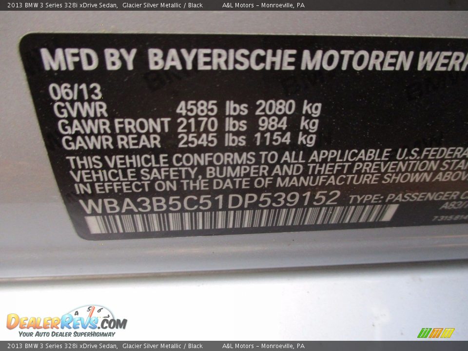 2013 BMW 3 Series 328i xDrive Sedan Glacier Silver Metallic / Black Photo #19