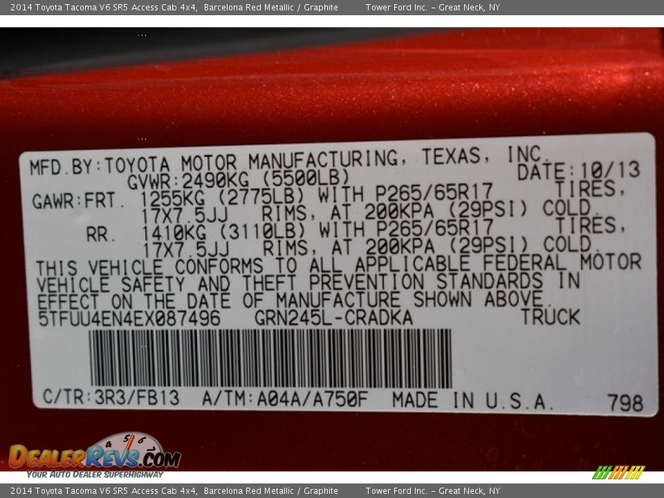 2014 Toyota Tacoma V6 SR5 Access Cab 4x4 Barcelona Red Metallic / Graphite Photo #31