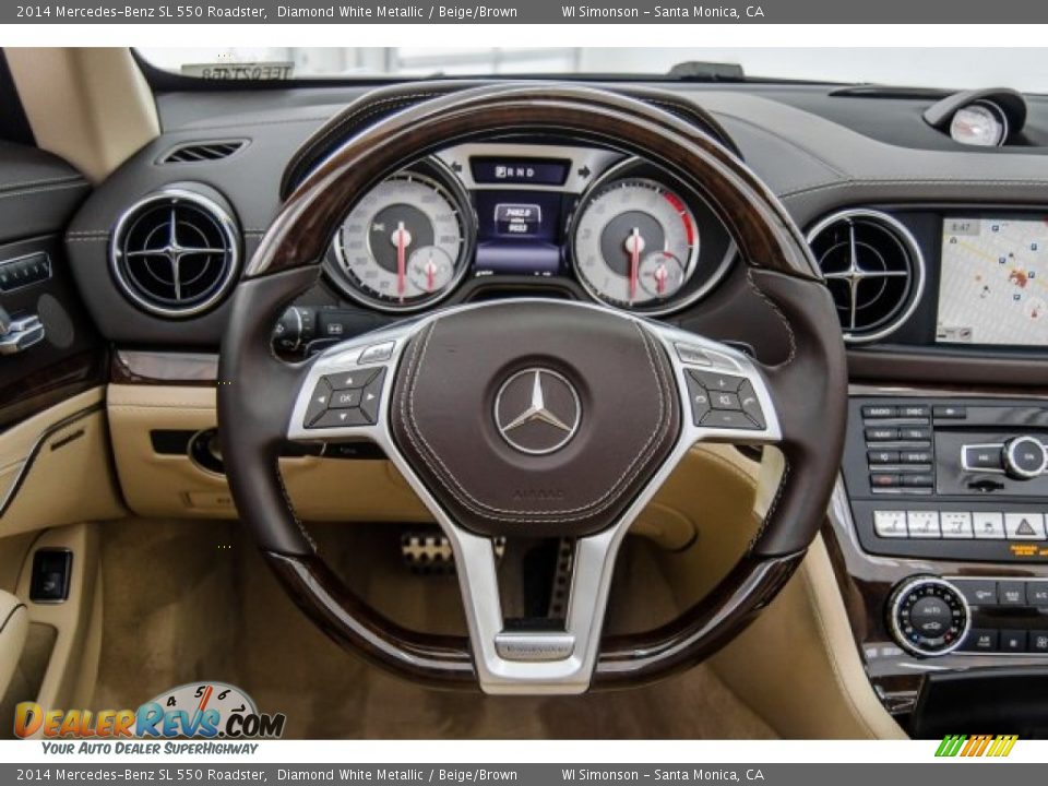 2014 Mercedes-Benz SL 550 Roadster Diamond White Metallic / Beige/Brown Photo #13