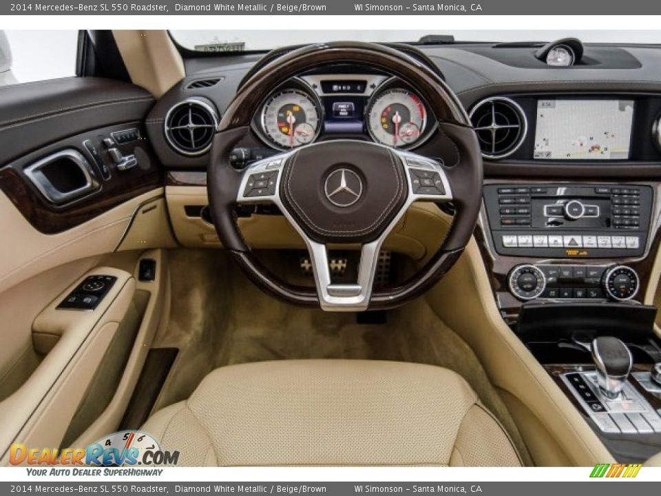 2014 Mercedes-Benz SL 550 Roadster Diamond White Metallic / Beige/Brown Photo #17