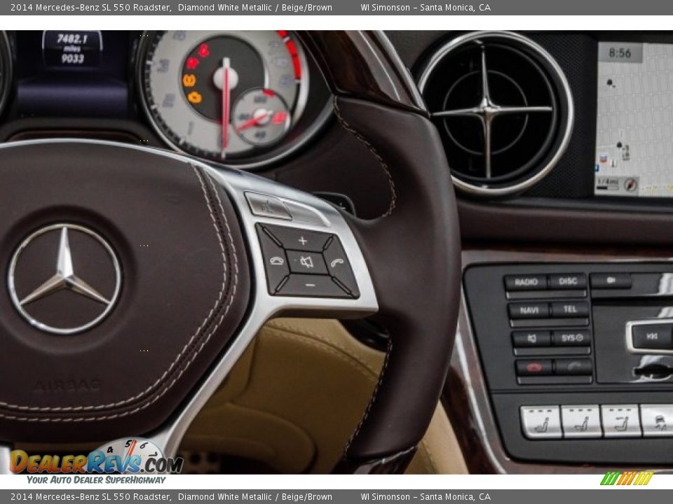 2014 Mercedes-Benz SL 550 Roadster Diamond White Metallic / Beige/Brown Photo #18