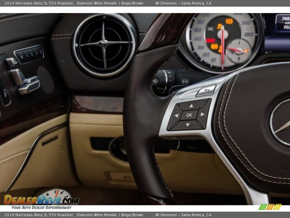 2014 Mercedes-Benz SL 550 Roadster Diamond White Metallic / Beige/Brown Photo #19