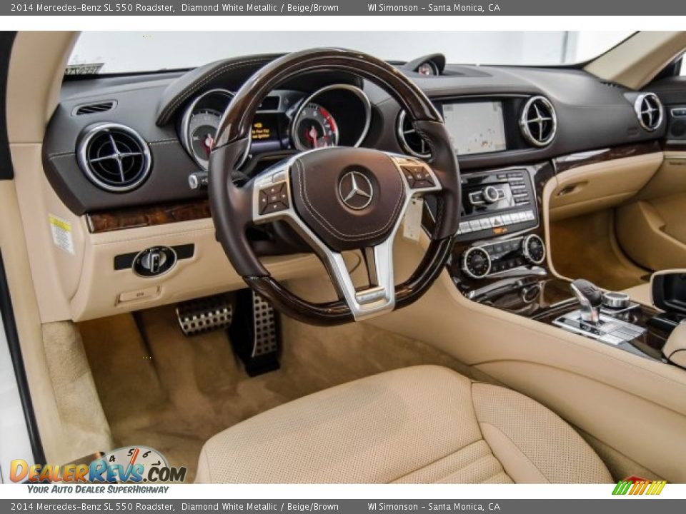2014 Mercedes-Benz SL 550 Roadster Diamond White Metallic / Beige/Brown Photo #21