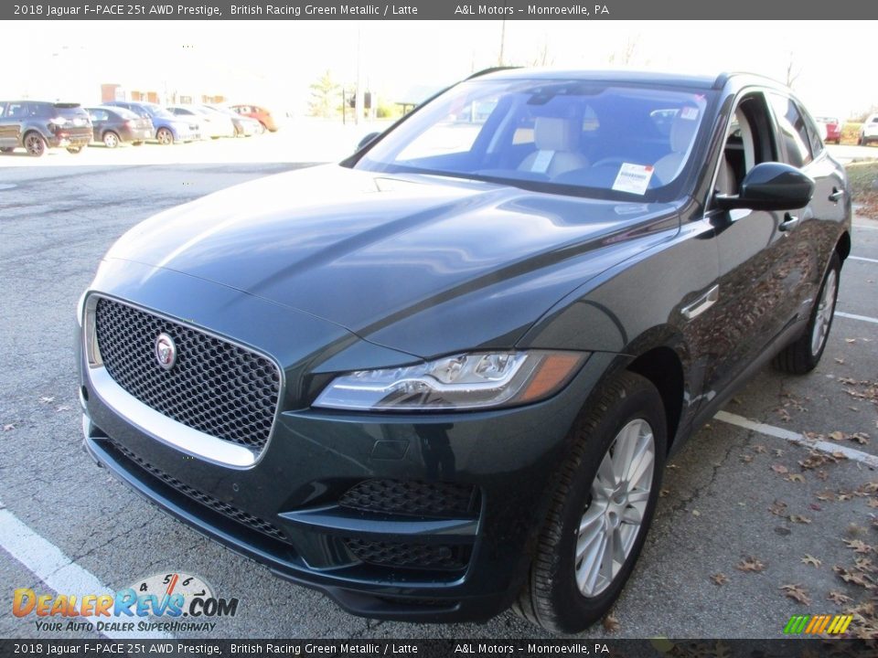 2018 Jaguar F-PACE 25t AWD Prestige British Racing Green Metallic / Latte Photo #8