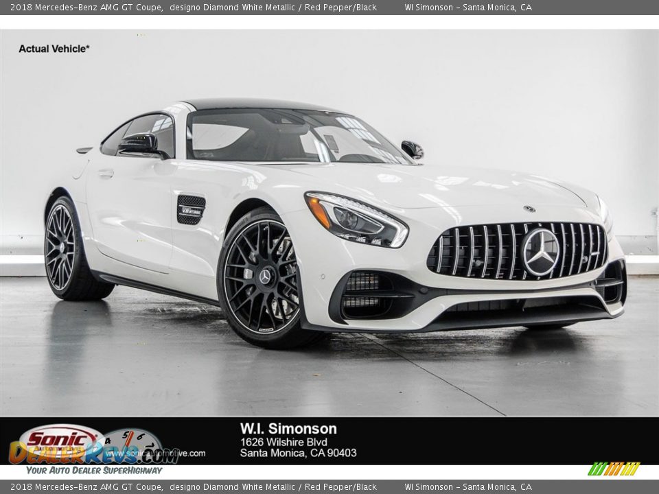 2018 Mercedes-Benz AMG GT Coupe designo Diamond White Metallic / Red Pepper/Black Photo #1