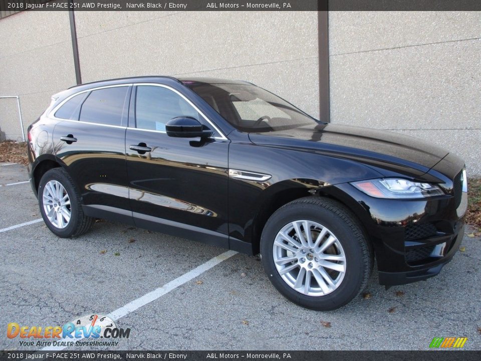 2018 Jaguar F-PACE 25t AWD Prestige Narvik Black / Ebony Photo #1