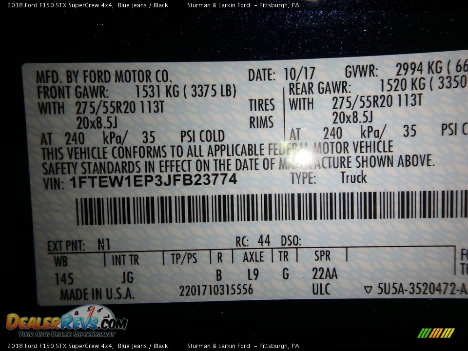 2018 Ford F150 STX SuperCrew 4x4 Blue Jeans / Black Photo #10