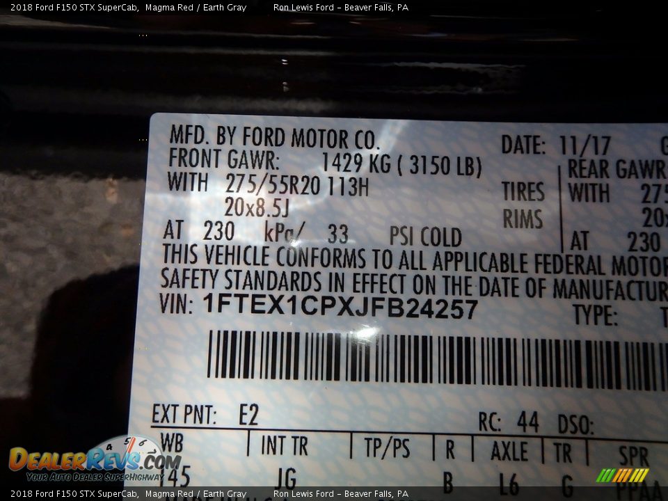 2018 Ford F150 STX SuperCab Magma Red / Earth Gray Photo #14