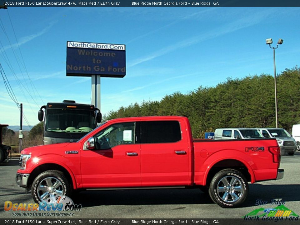 2018 Ford F150 Lariat SuperCrew 4x4 Race Red / Earth Gray Photo #2