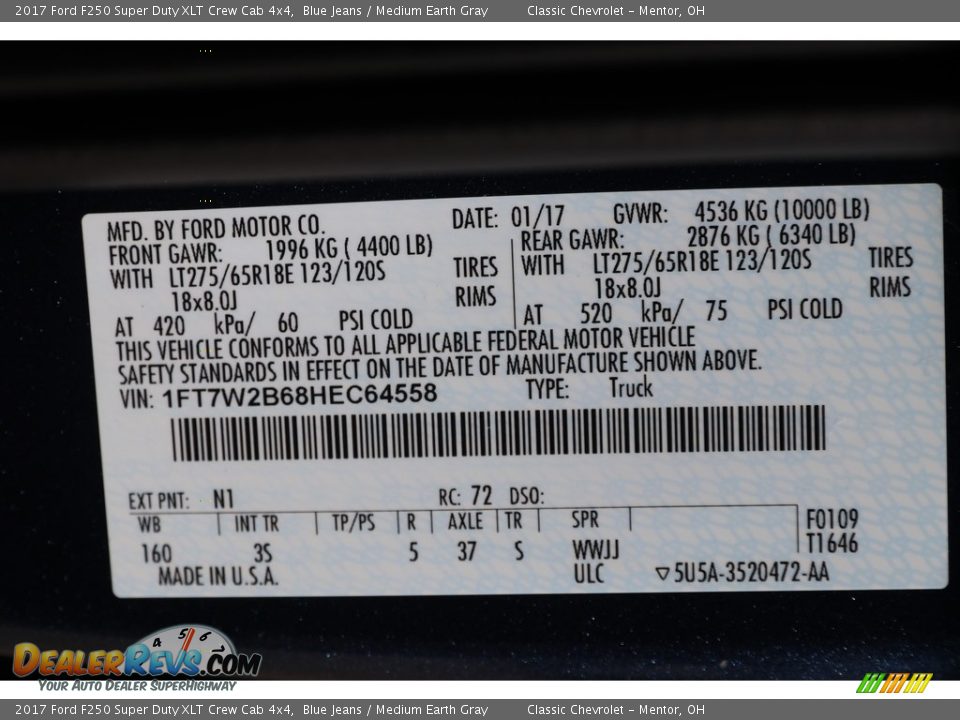 2017 Ford F250 Super Duty XLT Crew Cab 4x4 Blue Jeans / Medium Earth Gray Photo #19