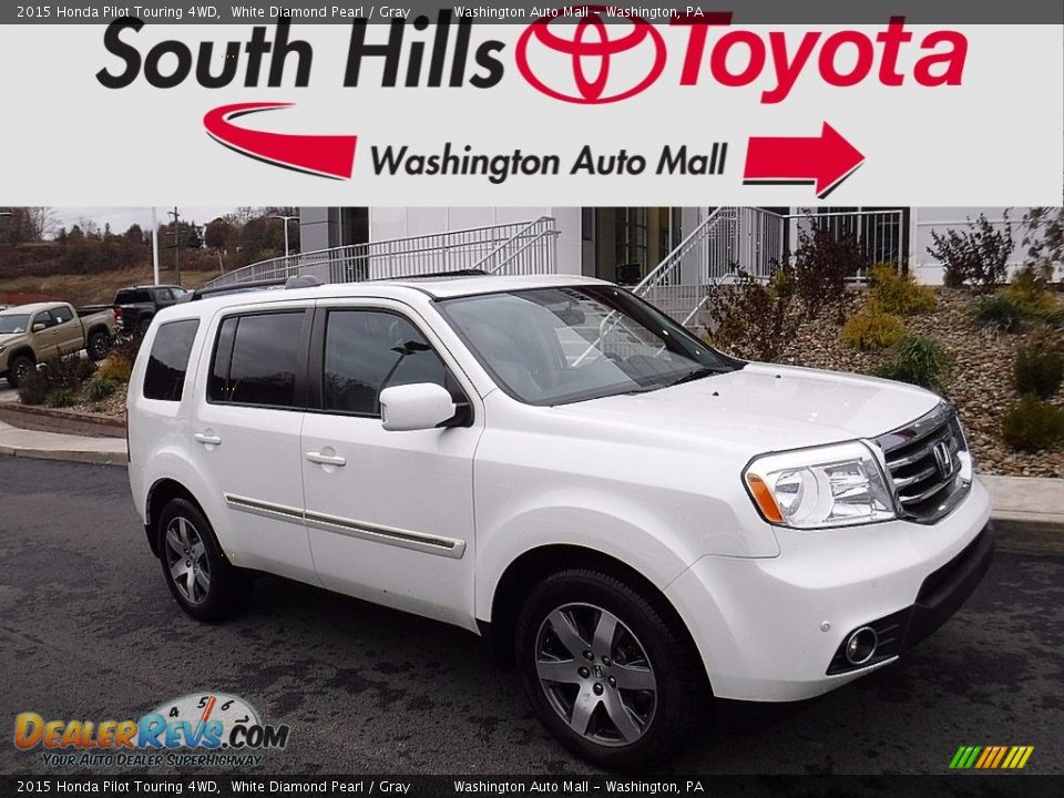 2015 Honda Pilot Touring 4WD White Diamond Pearl / Gray Photo #1