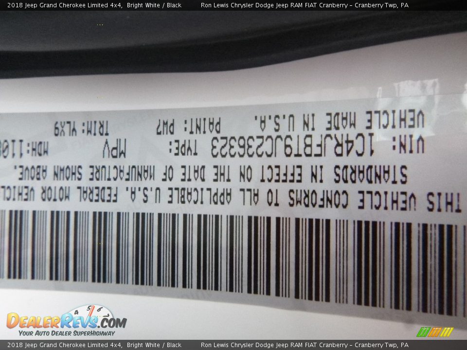 2018 Jeep Grand Cherokee Limited 4x4 Bright White / Black Photo #15