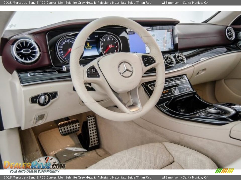 2018 Mercedes-Benz E 400 Convertible Selenite Grey Metallic / designo Macchiato Beige/Titian Red Photo #6