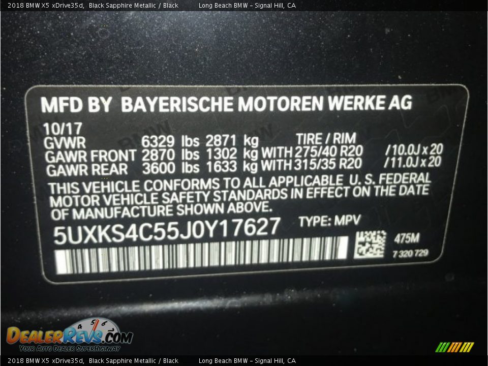 2018 BMW X5 xDrive35d Black Sapphire Metallic / Black Photo #12