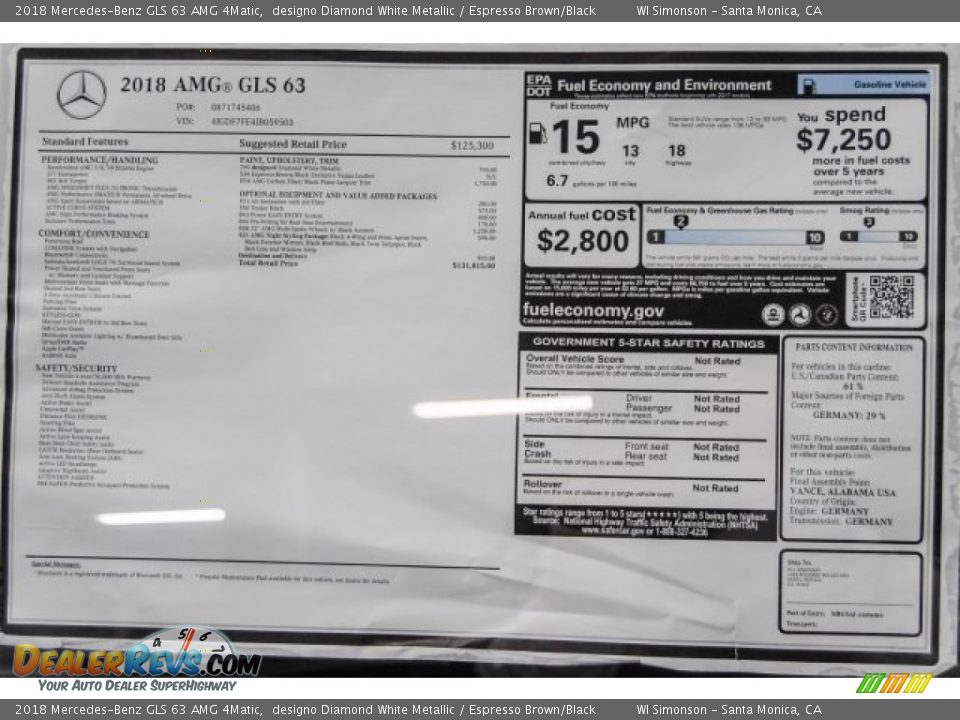 2018 Mercedes-Benz GLS 63 AMG 4Matic designo Diamond White Metallic / Espresso Brown/Black Photo #1