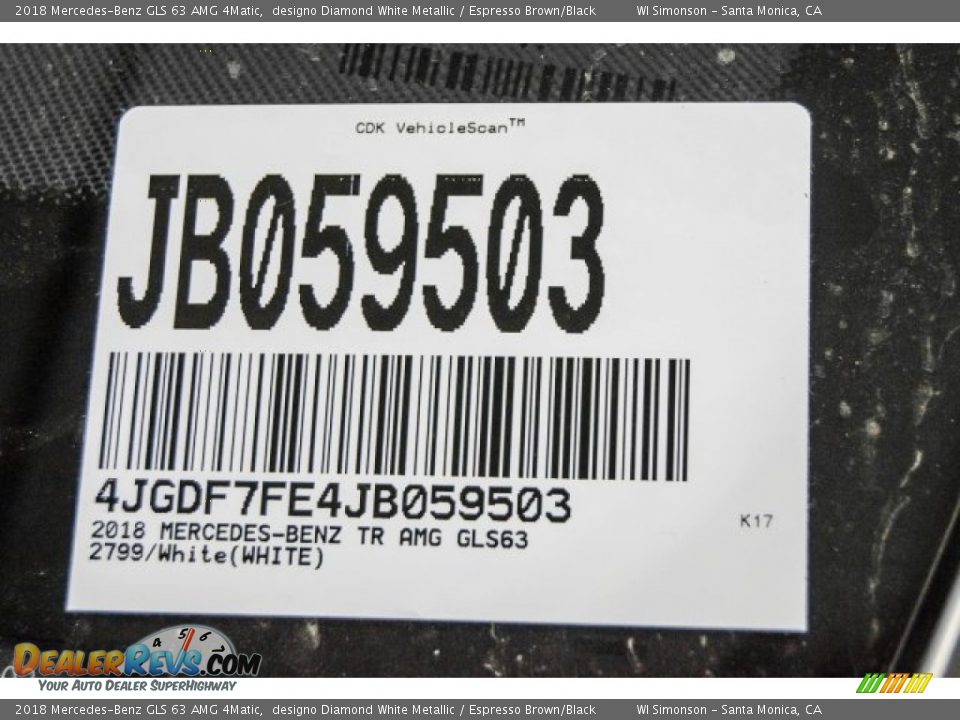 2018 Mercedes-Benz GLS 63 AMG 4Matic designo Diamond White Metallic / Espresso Brown/Black Photo #35