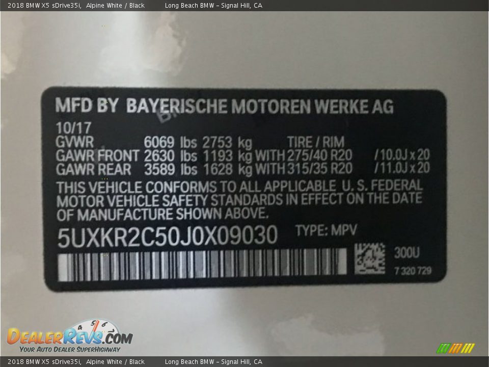 2018 BMW X5 sDrive35i Alpine White / Black Photo #12