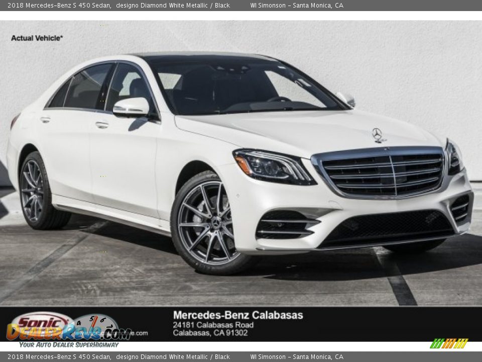 2018 Mercedes-Benz S 450 Sedan designo Diamond White Metallic / Black Photo #1