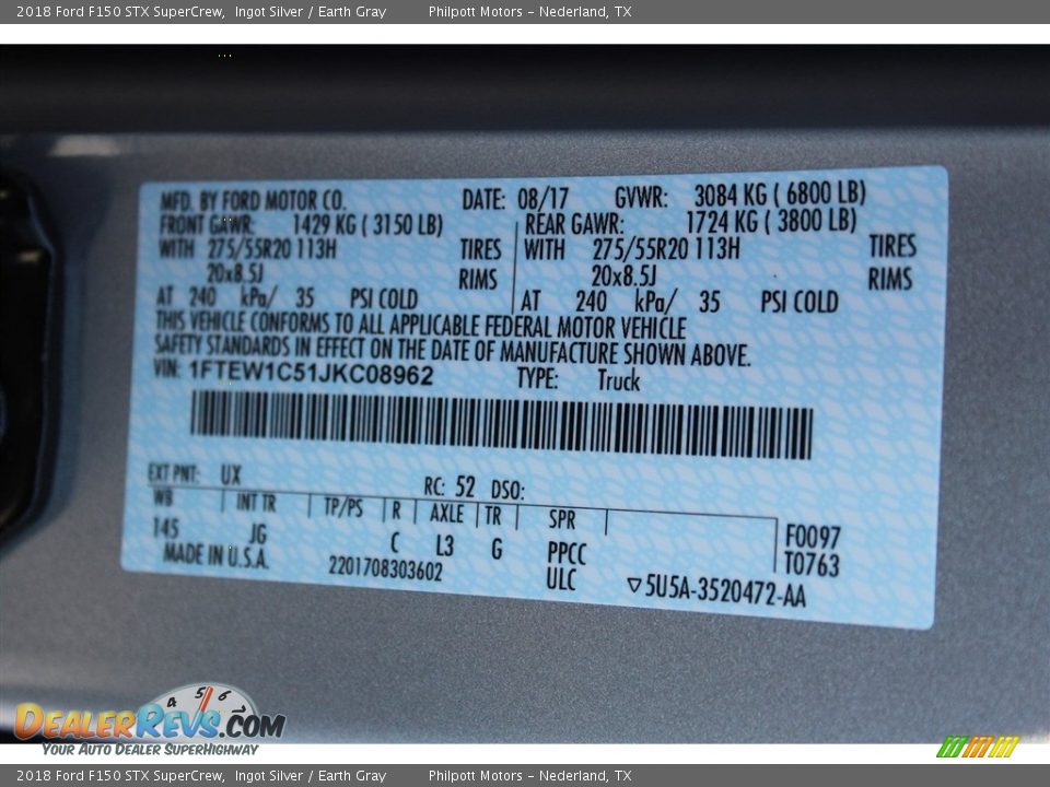 2018 Ford F150 STX SuperCrew Ingot Silver / Earth Gray Photo #25