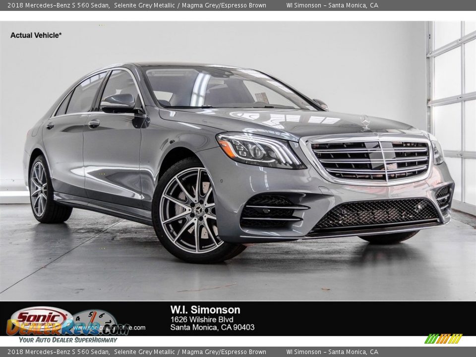 2018 Mercedes-Benz S 560 Sedan Selenite Grey Metallic / Magma Grey/Espresso Brown Photo #1