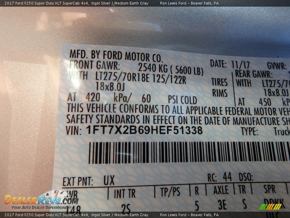 2017 Ford F250 Super Duty XLT SuperCab 4x4 Ingot Silver / Medium Earth Gray Photo #14