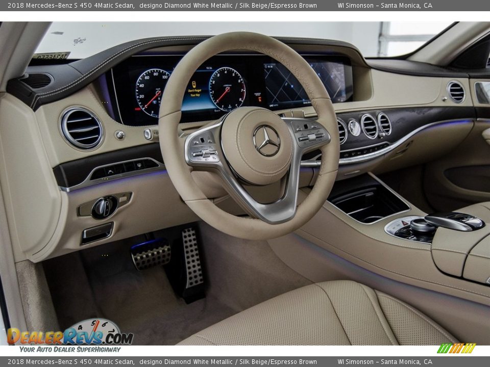 2018 Mercedes-Benz S 450 4Matic Sedan designo Diamond White Metallic / Silk Beige/Espresso Brown Photo #7