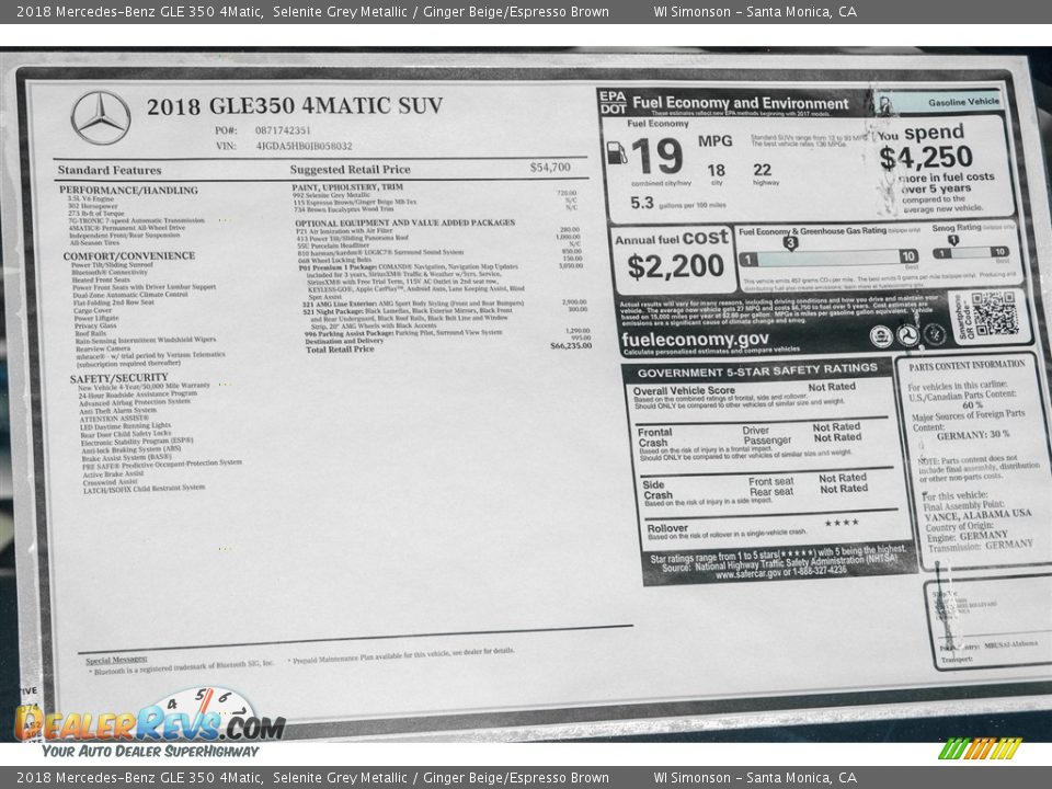 2018 Mercedes-Benz GLE 350 4Matic Selenite Grey Metallic / Ginger Beige/Espresso Brown Photo #1