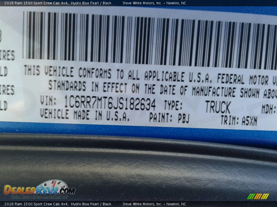 2018 Ram 1500 Sport Crew Cab 4x4 Hydro Blue Pearl / Black Photo #35