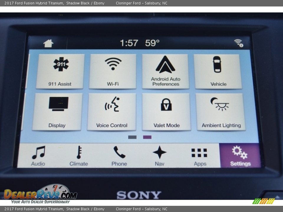 2017 Ford Fusion Hybrid Titanium Shadow Black / Ebony Photo #18