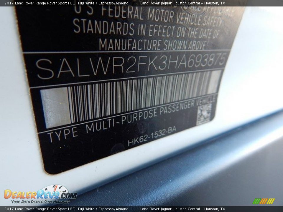 2017 Land Rover Range Rover Sport HSE Fuji White / Espresso/Almond Photo #25