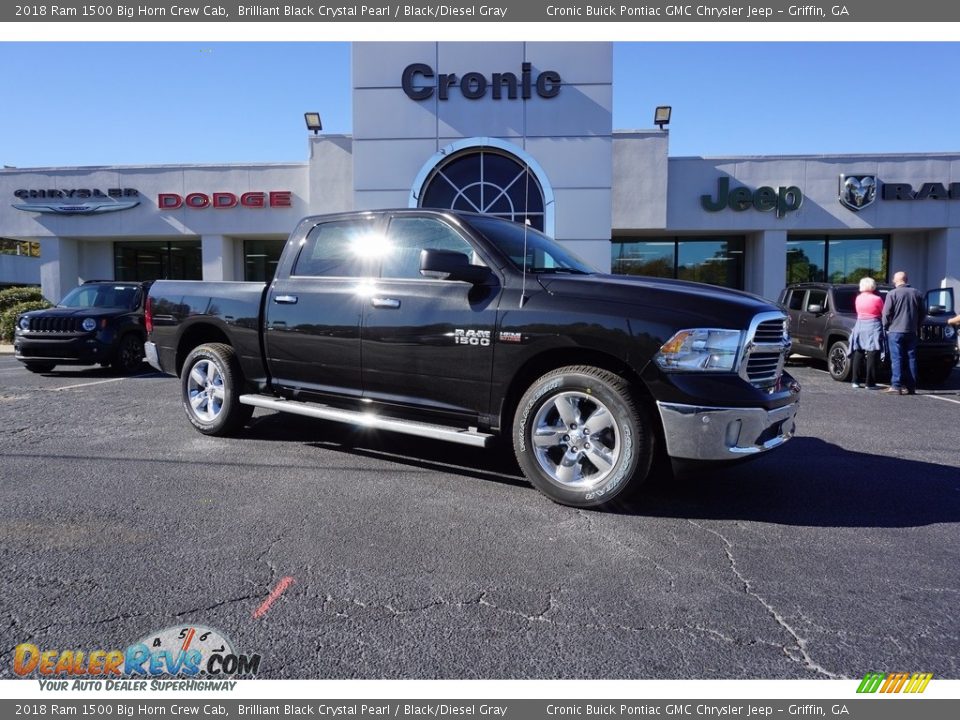 2018 Ram 1500 Big Horn Crew Cab Brilliant Black Crystal Pearl / Black/Diesel Gray Photo #1