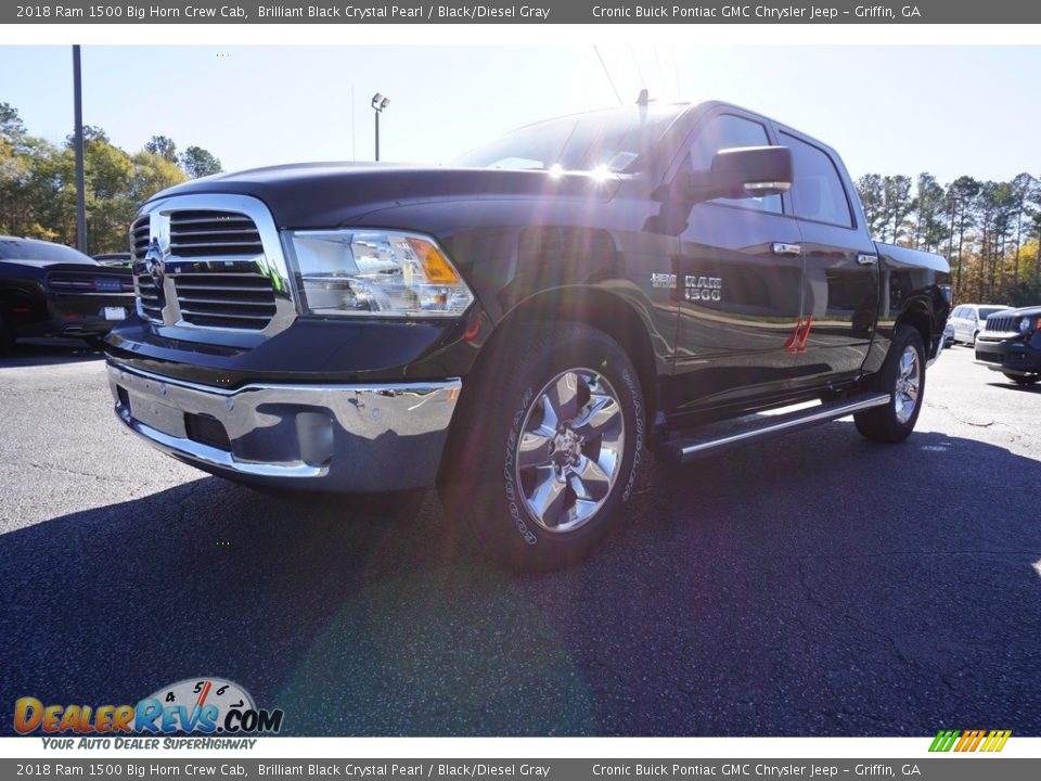 2018 Ram 1500 Big Horn Crew Cab Brilliant Black Crystal Pearl / Black/Diesel Gray Photo #3