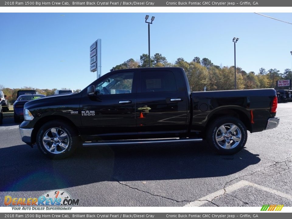 2018 Ram 1500 Big Horn Crew Cab Brilliant Black Crystal Pearl / Black/Diesel Gray Photo #4