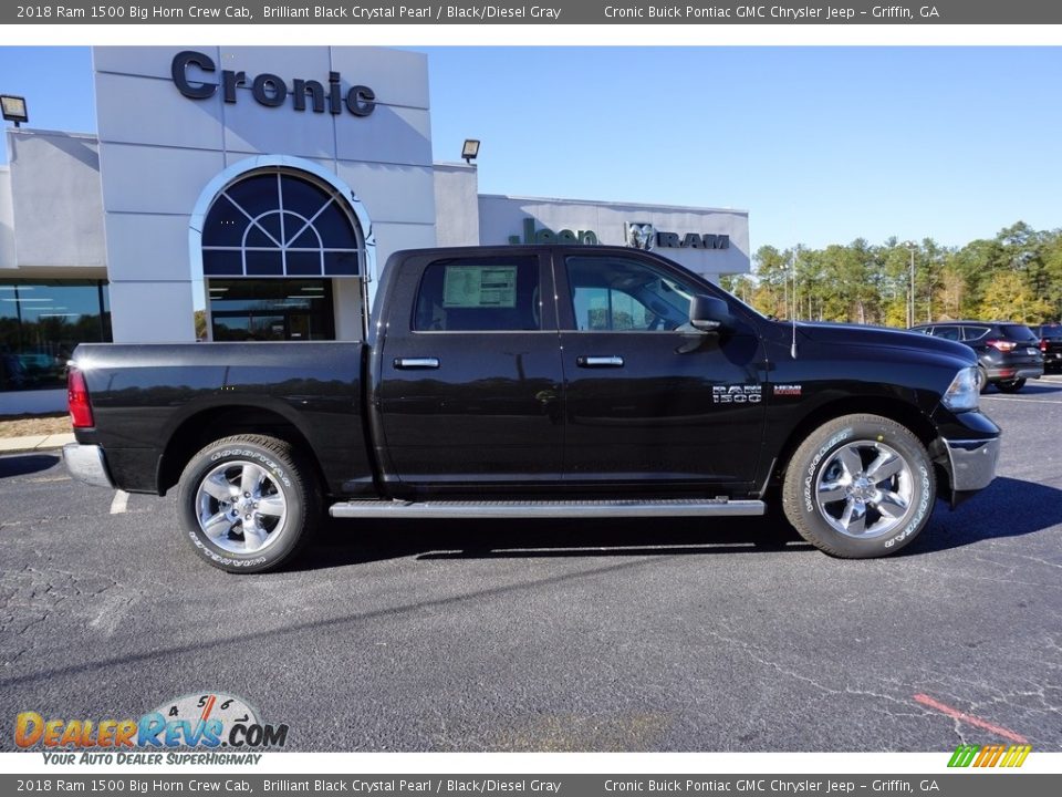 2018 Ram 1500 Big Horn Crew Cab Brilliant Black Crystal Pearl / Black/Diesel Gray Photo #8