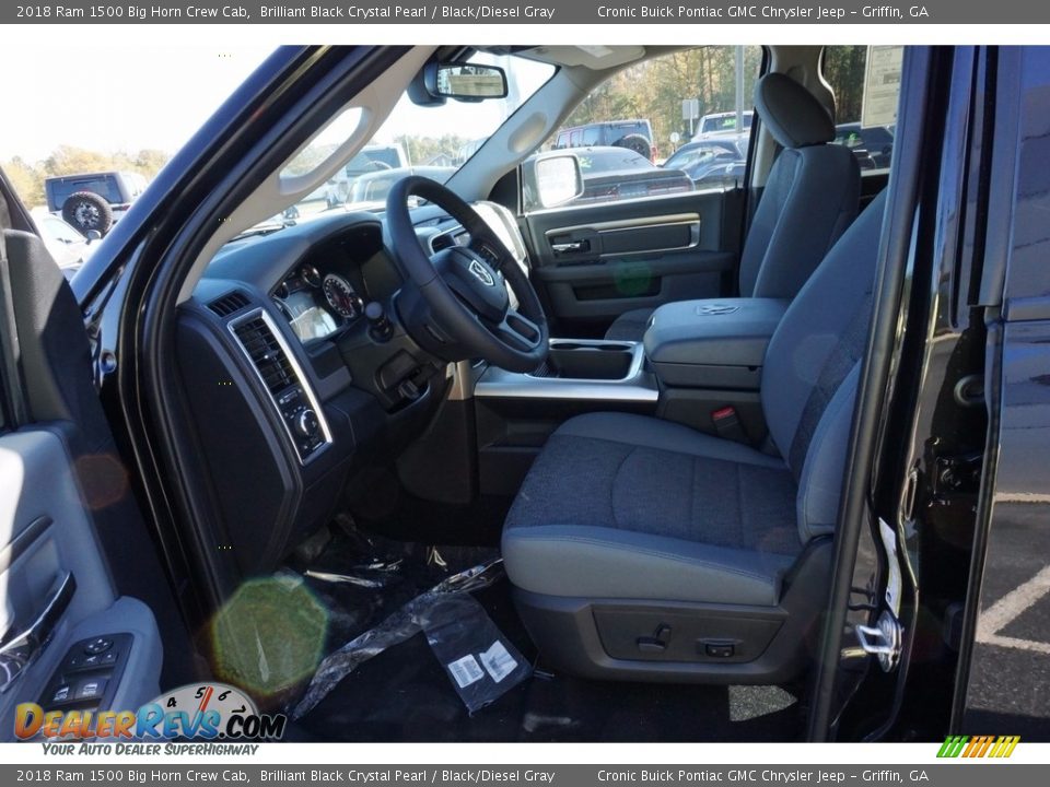 2018 Ram 1500 Big Horn Crew Cab Brilliant Black Crystal Pearl / Black/Diesel Gray Photo #9