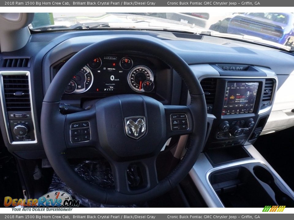 2018 Ram 1500 Big Horn Crew Cab Brilliant Black Crystal Pearl / Black/Diesel Gray Photo #10