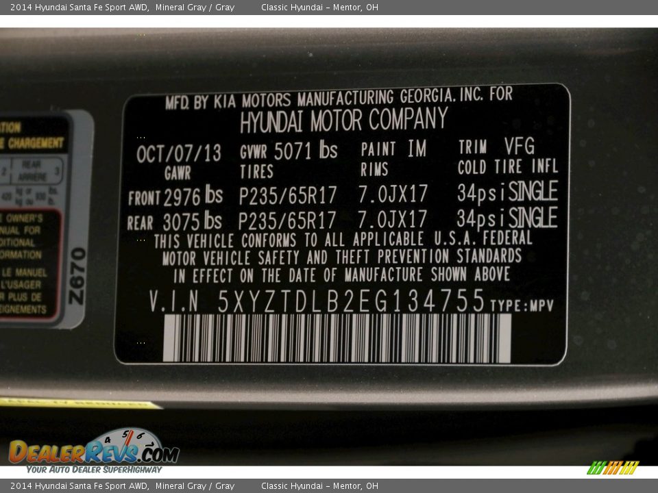 2014 Hyundai Santa Fe Sport AWD Mineral Gray / Gray Photo #23
