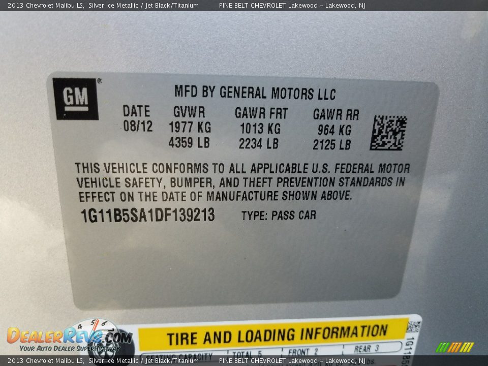 2013 Chevrolet Malibu LS Silver Ice Metallic / Jet Black/Titanium Photo #26