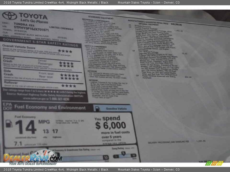 2018 Toyota Tundra Limited CrewMax 4x4 Midnight Black Metallic / Black Photo #10