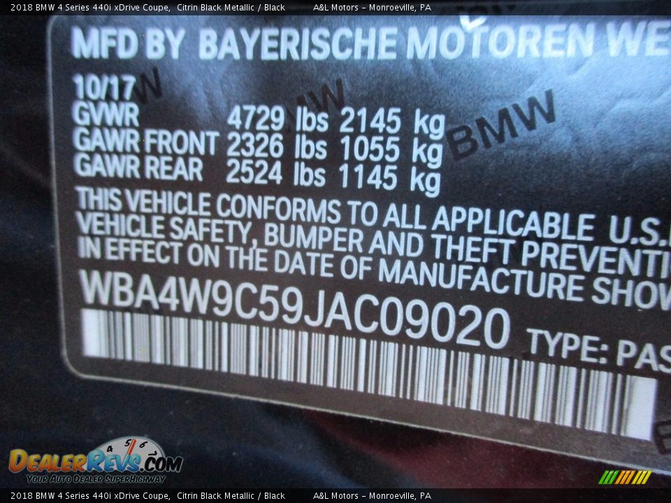 2018 BMW 4 Series 440i xDrive Coupe Citrin Black Metallic / Black Photo #19
