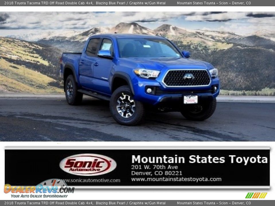 2018 Toyota Tacoma TRD Off Road Double Cab 4x4 Blazing Blue Pearl / Graphite w/Gun Metal Photo #1