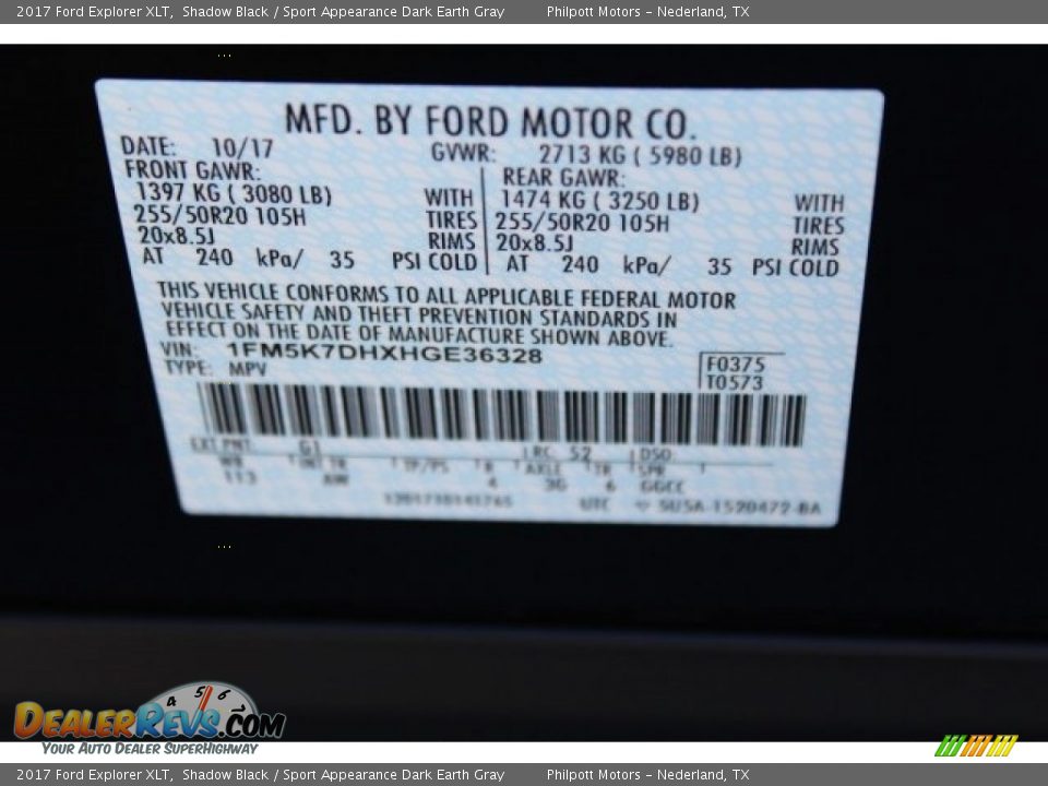 2017 Ford Explorer XLT Shadow Black / Sport Appearance Dark Earth Gray Photo #31