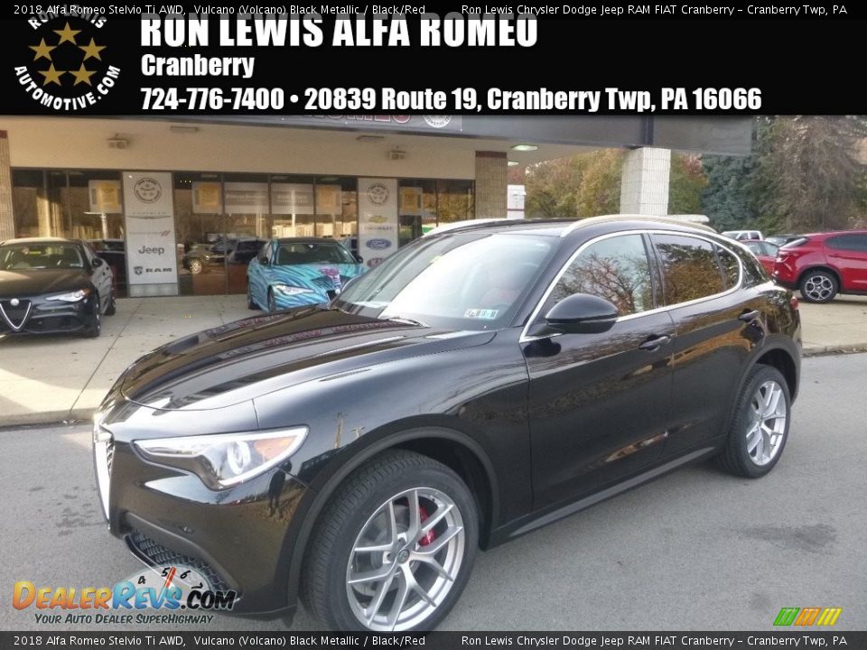 2018 Alfa Romeo Stelvio Ti AWD Vulcano (Volcano) Black Metallic / Black/Red Photo #1