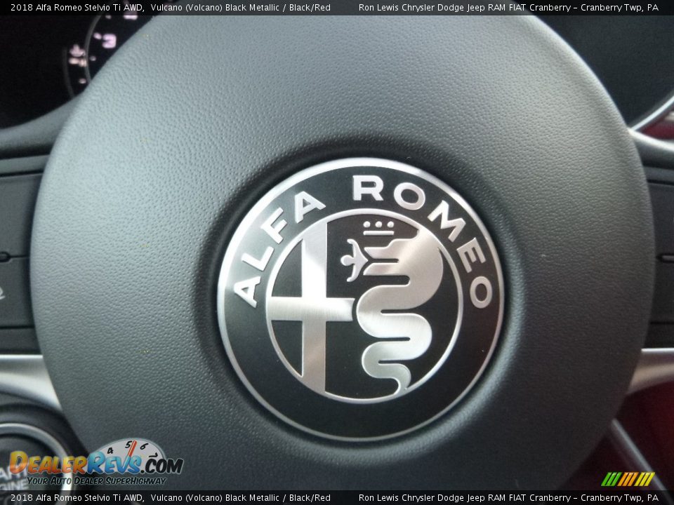 2018 Alfa Romeo Stelvio Ti AWD Vulcano (Volcano) Black Metallic / Black/Red Photo #29