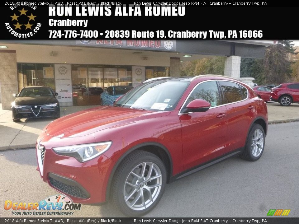 2018 Alfa Romeo Stelvio Ti AWD Rosso Alfa (Red) / Black/Black Photo #1