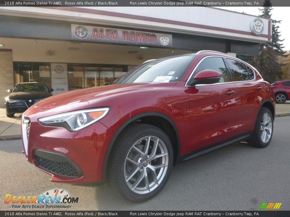 2018 Alfa Romeo Stelvio Ti AWD Rosso Alfa (Red) / Black/Black Photo #2