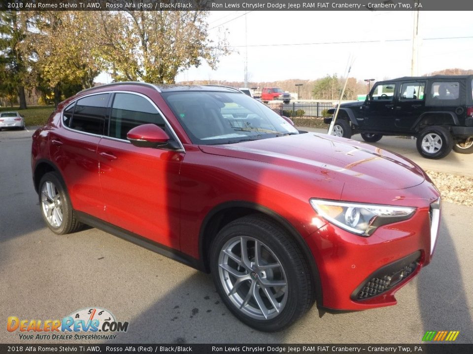 2018 Alfa Romeo Stelvio Ti AWD Rosso Alfa (Red) / Black/Black Photo #10